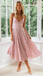 Robe Fleurie Évasée Mi-Longue - Vignette | Dame Fleur