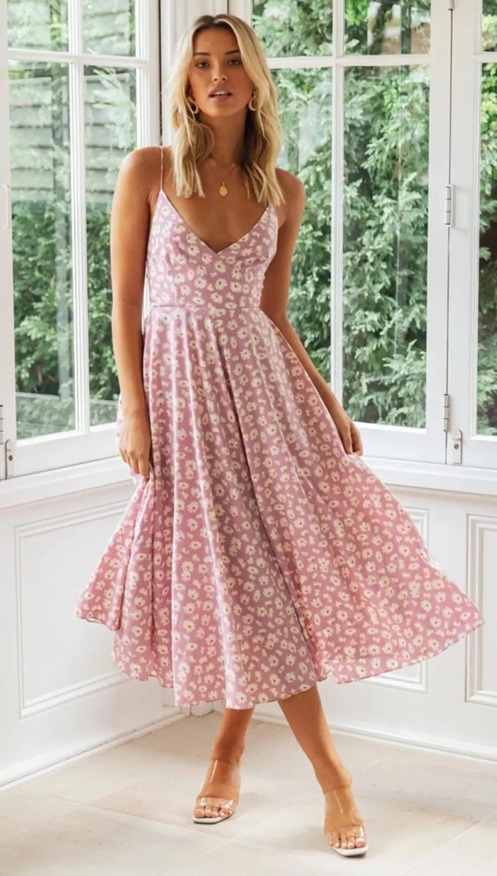 Robe Fleurie Évasée Mi-Longue | Dame Fleur