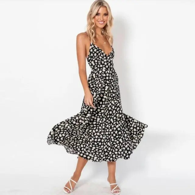 Robe Fleurie Évasée Mi-Longue | Dame Fleur