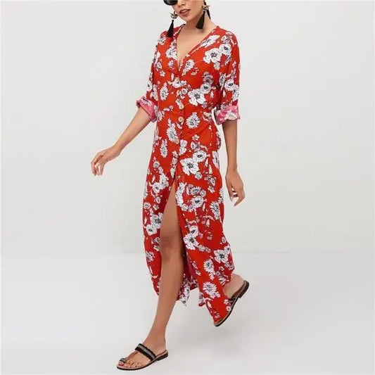 Robe Fleurie Manche 3/4 | Dame Fleur
