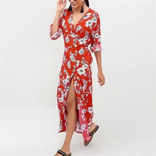 Robe Fleurie Manche 3/4 | Dame Fleur
