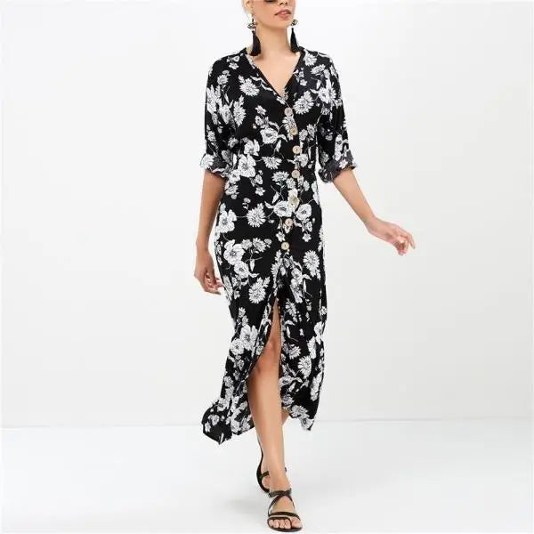 Robe Fleurie Manche 3/4 | Dame Fleur
