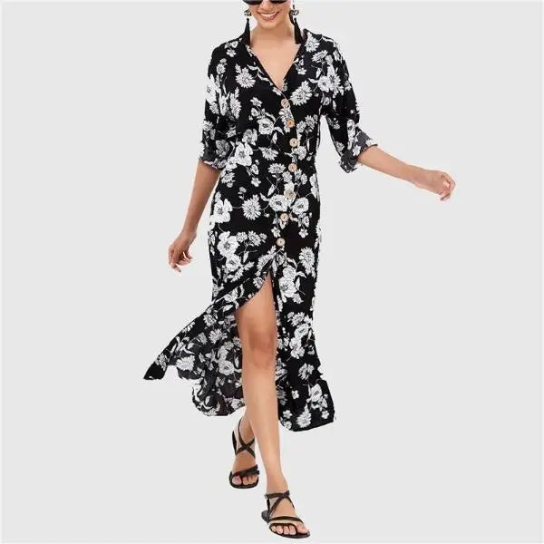 Robe Fleurie Manche 3/4 | Dame Fleur