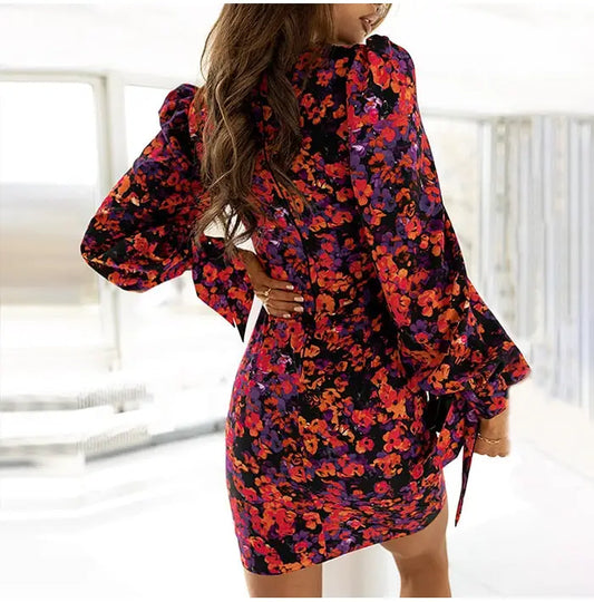 Robe Fleurie Manche Bouffante | Dame Fleur