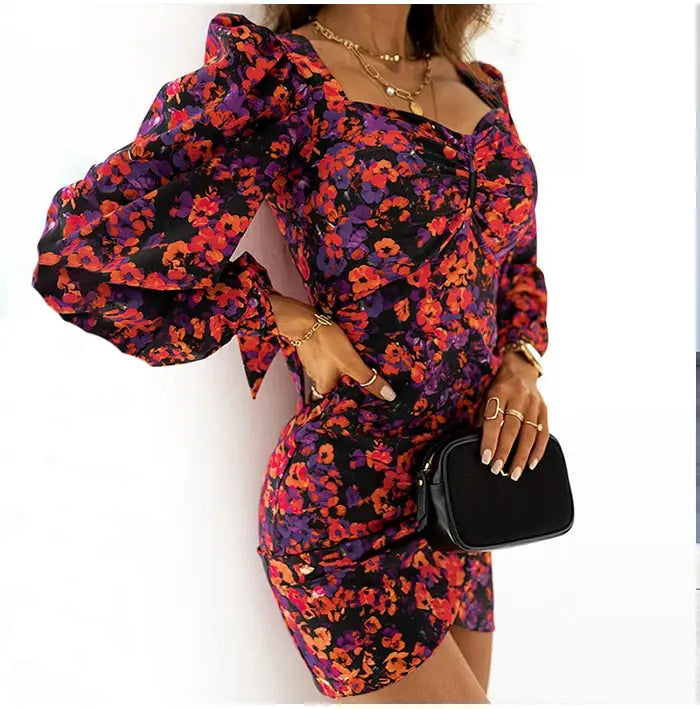 Robe Fleurie Manche Bouffante | Dame Fleur