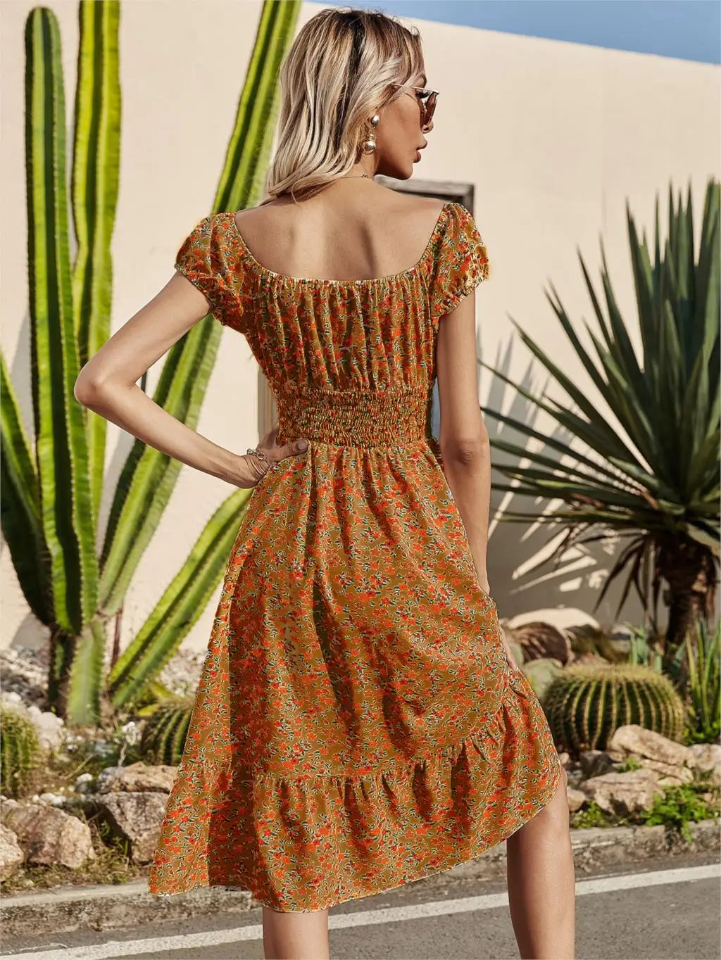 Robe Fleurie Mi-Longue Bohème | Dame Fleur