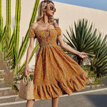 Robe Fleurie Mi-Longue Bohème - Vignette | Dame Fleur