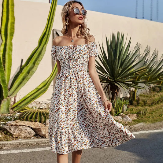 Robe Fleurie Mi-Longue Bohème | Dame Fleur
