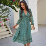 Robe Fleurie Mi-Longue Bohème Chic - Vignette | Dame Fleur