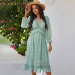 Robe Fleurie Mi-Longue Bohème Chic - Vignette | Dame Fleur