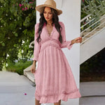Robe Fleurie Mi-Longue Bohème Chic - Vignette | Dame Fleur