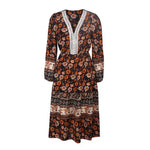 Robe Fleurie Mi-Longue Col Tunisien - Vignette | Dame Fleur