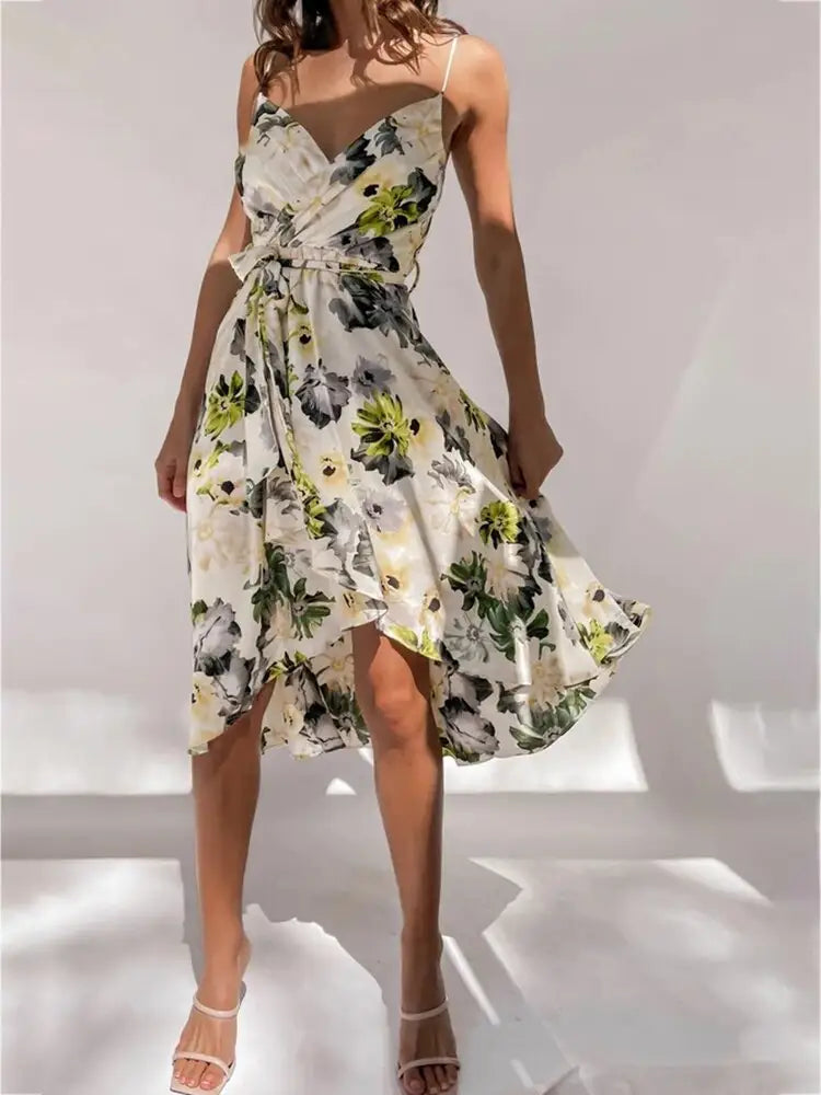 Robe Fleurie Mi-Longue de Cérémonie | Dame Fleur