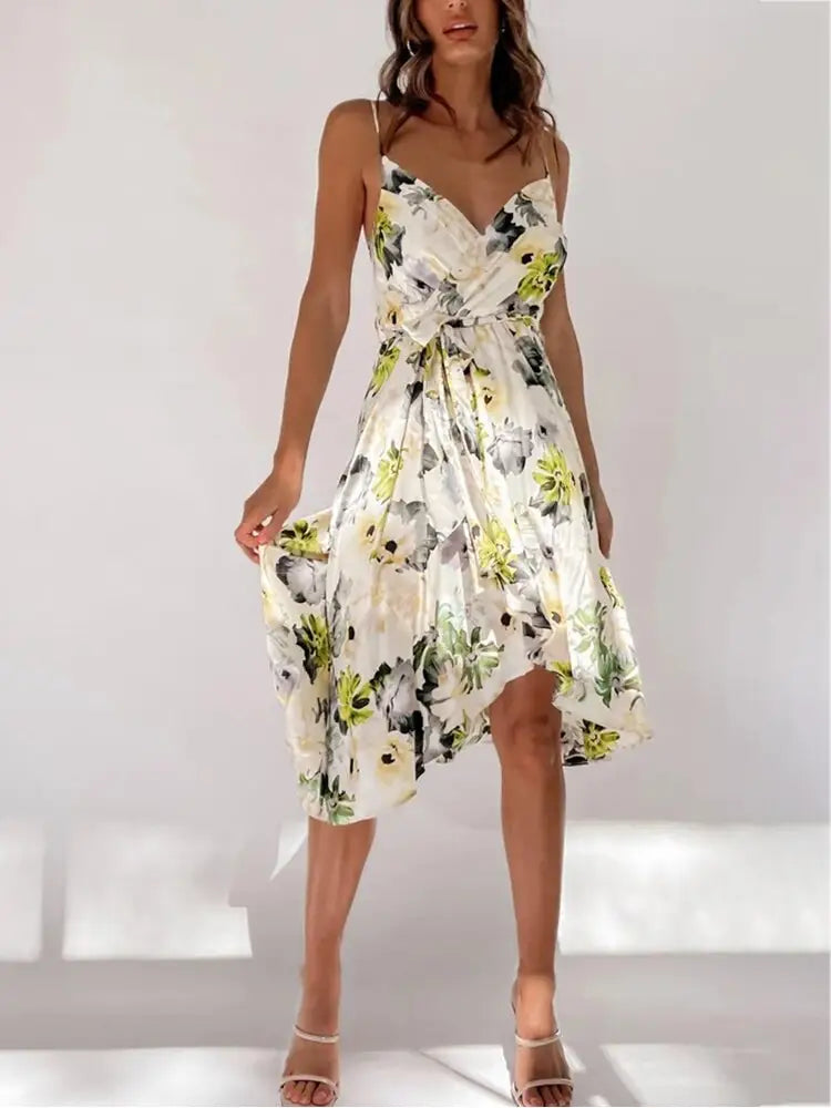 Robe Fleurie Mi-Longue de Cérémonie | Dame Fleur