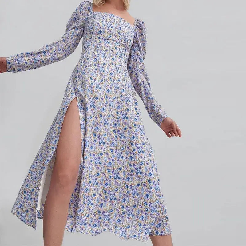 Robe Fleurie Mi-Longue Fendue | Dame Fleur