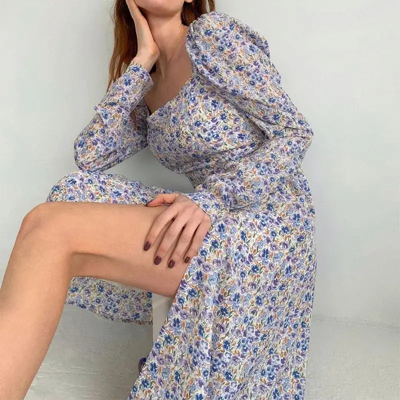 Robe Fleurie Mi-Longue Fendue | Dame Fleur