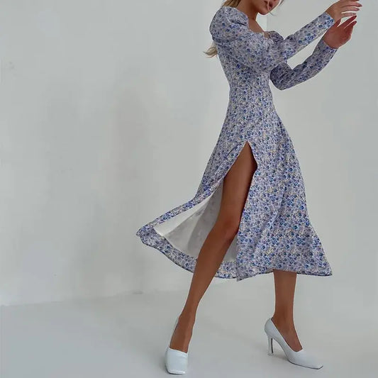 Robe Fleurie Mi-Longue Fendue | Dame Fleur