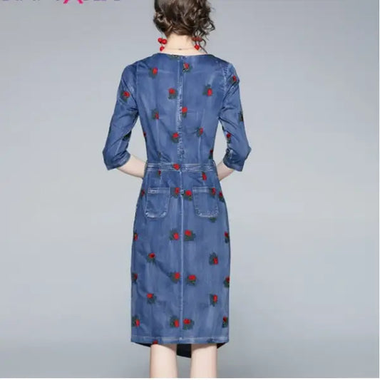 Robe Fleurie Mi-Longue Jean | Dame Fleur