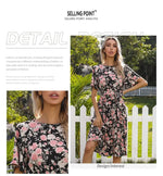 Robe Fleurie Mi-Longue Kaki - Vignette | Dame Fleur