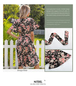 Robe Fleurie Mi-Longue Kaki - Vignette | Dame Fleur