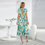 Robe Fleurie Mi-Longue Manche Chauve-Souris - Vignette | Dame Fleur