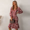 Robe Fleurie Mi-Longue Manches Bouffantes | Dame Fleur