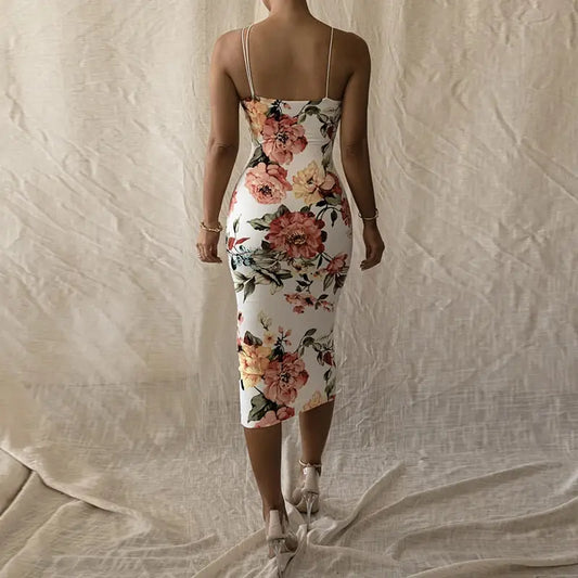 Robe Fleurie Mi-Longue Moulante | Dame Fleur