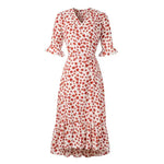 Robe Fleurie Mi-Longue Portefeuille - Vignette | Dame Fleur