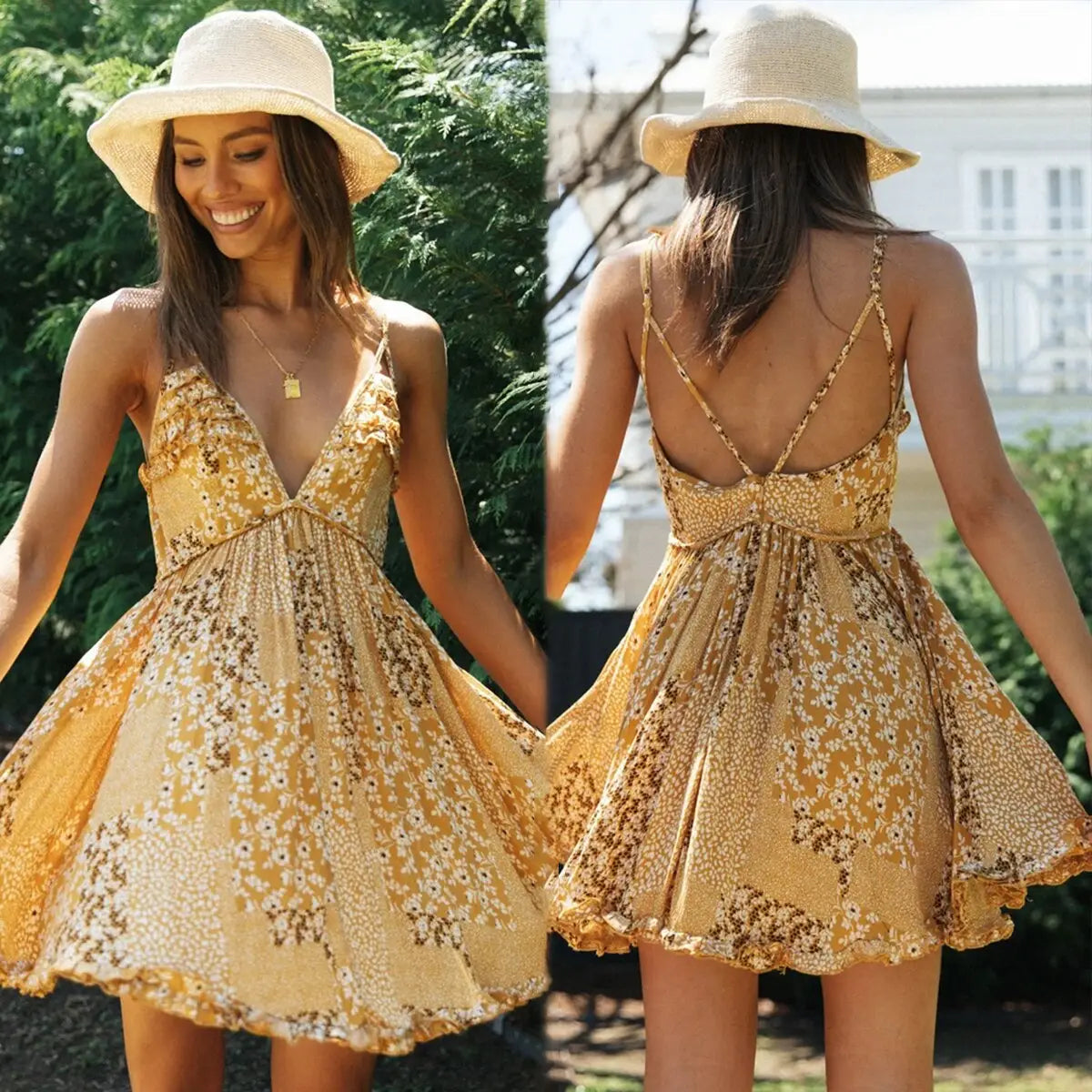 Robe Fleurie Moutarde | Dame Fleur