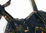 Robe Fleurie Noire à Bretelles - Vignette | Dame Fleur