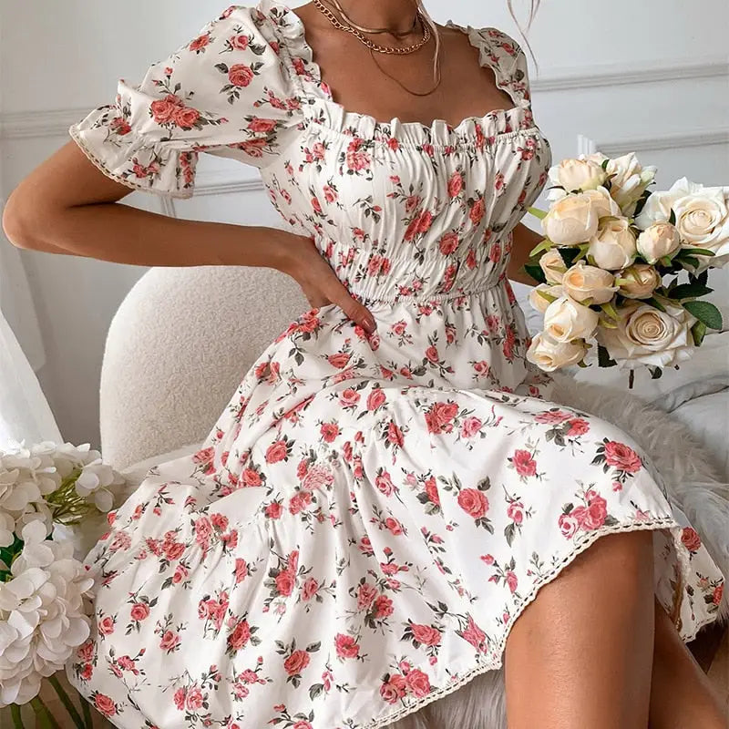 Robe Fleurie Petites Manches | Dame Fleur