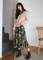 Robe Fleurie Vert Kaki - Vignette | Dame Fleur