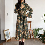 Robe Fleurie Vert Kaki - Vignette | Dame Fleur