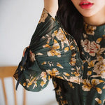 Robe Fleurie Vert Kaki - Vignette | Dame Fleur
