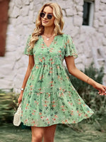 Robe Fleurs Femme Mi-Courte - Vignette | Dame Fleur