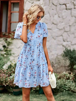 Robe Fleurs Femme Mi-Courte - Vignette | Dame Fleur