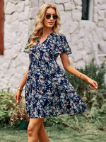 Robe Fleurs Femme Mi-Courte - Vignette | Dame Fleur