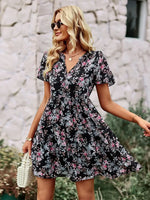 Robe Fleurs Femme Mi-Courte - Vignette | Dame Fleur