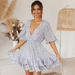 Robe Fluide Fleurie Courte - Vignette | Dame Fleur