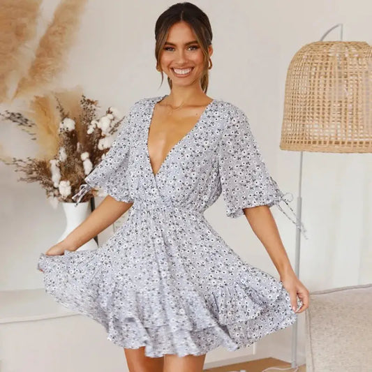 Robe Fluide Fleurie Courte | Dame Fleur