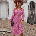 Robe Fluide Fleurie Mi-Longue - Vignette | Dame Fleur