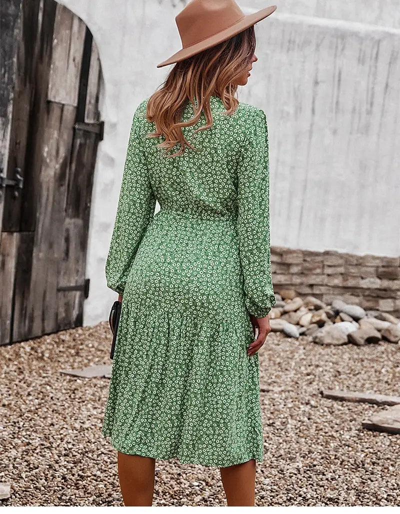Robe Fluide Fleurie Mi-Longue | Dame Fleur