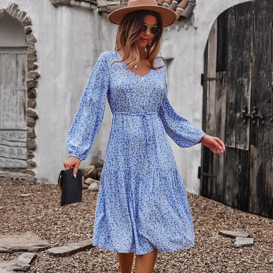 Robe Fluide Fleurie Mi-Longue | Dame Fleur