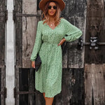 Robe Fluide Fleurie Mi-Longue - Vignette | Dame Fleur