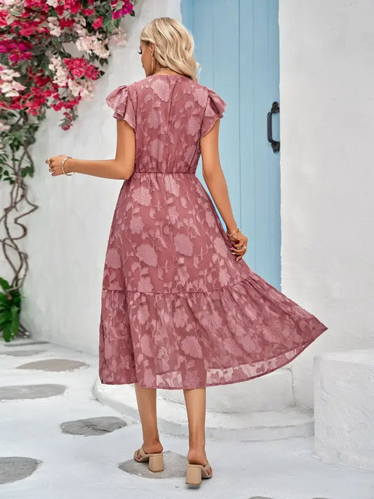 Robe Fluide Fleurs Voile | Dame Fleur