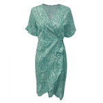 Robe Fluide Verte Fleurie - Vignette | Dame Fleur