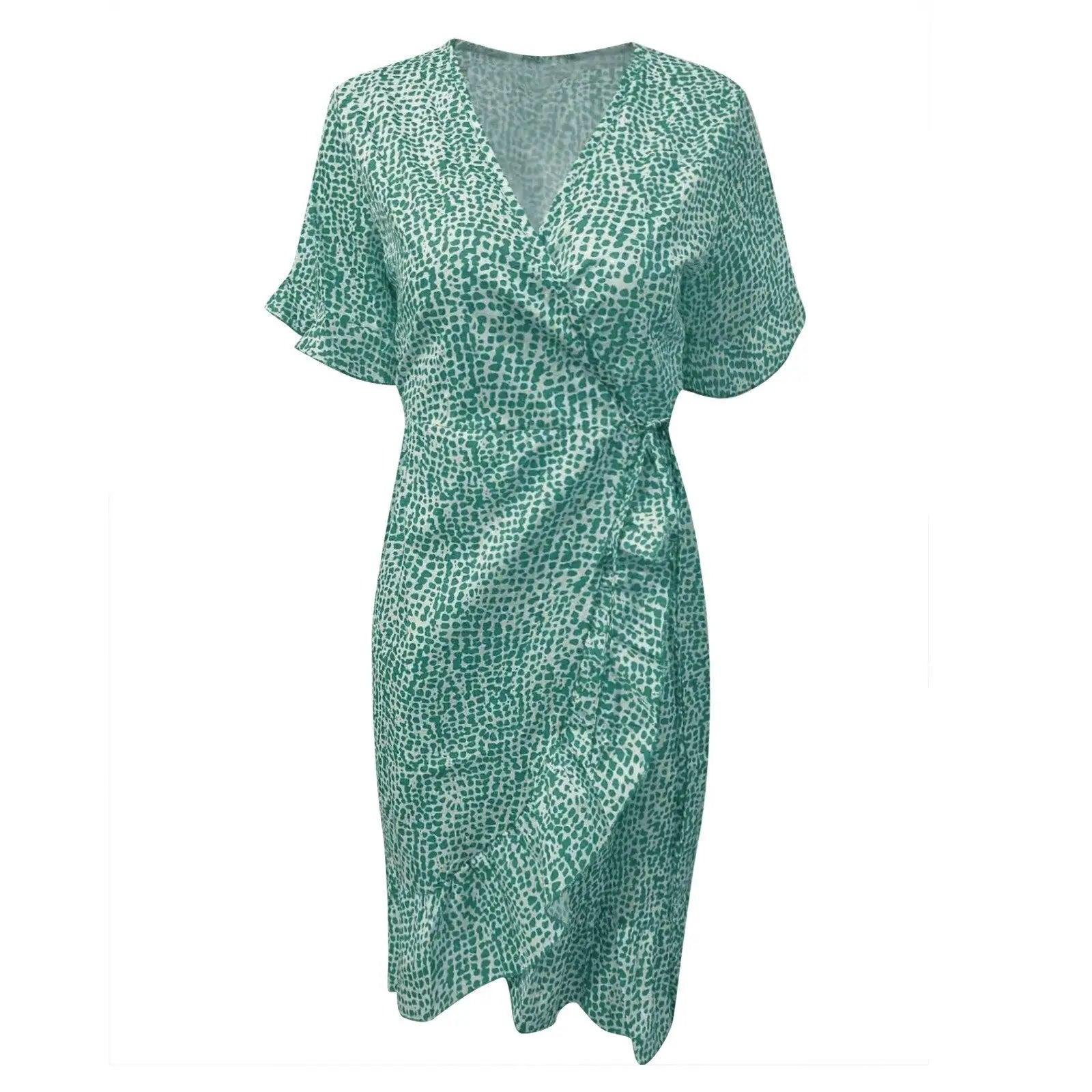 Robe Fluide Verte Fleurie | Dame Fleur