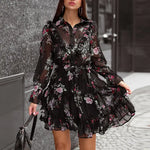 Robe Fond Noir avec Fleurs - Vignette | Dame Fleur
