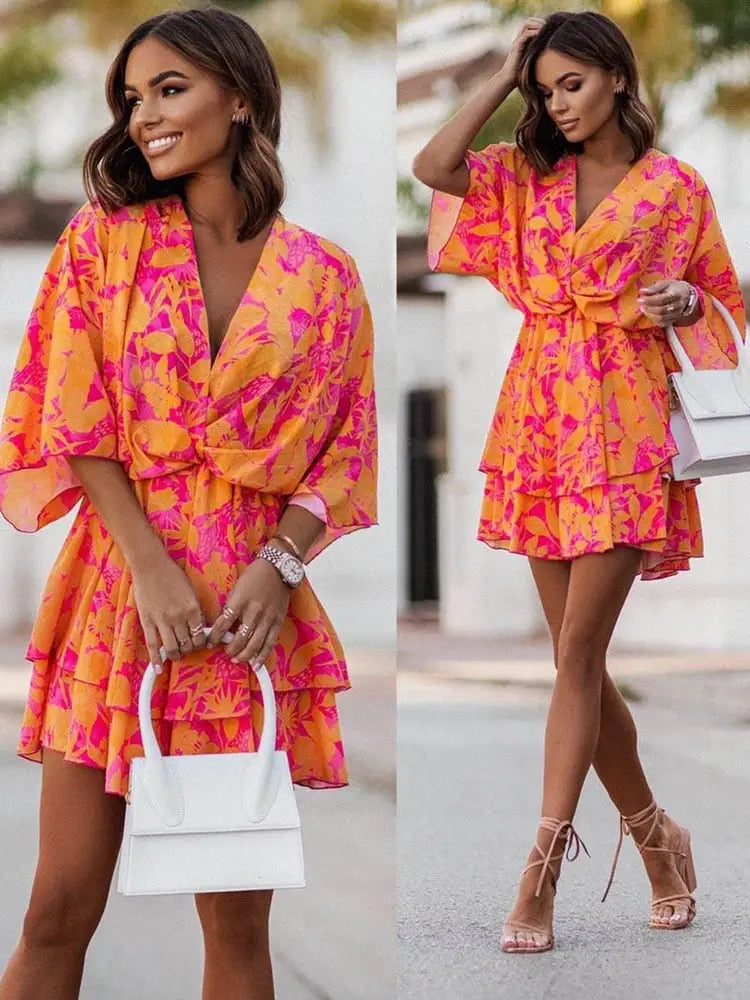 Robe Forme Chauve-Souris Fleurie | Dame Fleur