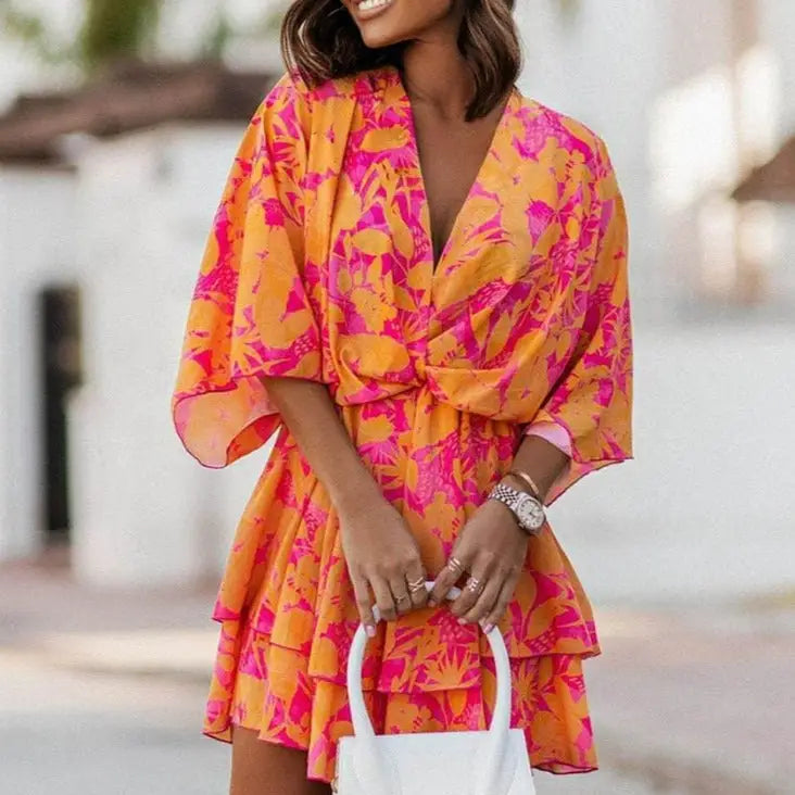 Robe Forme Chauve-Souris Fleurie | Dame Fleur
